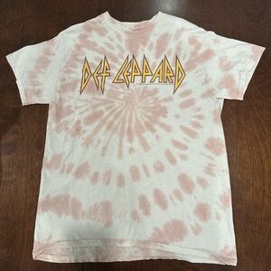 Def Leppard Women's Pink Tie-Dye Short Sleeve Tee